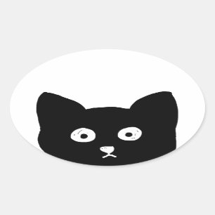 Black Cat Oval Sticker