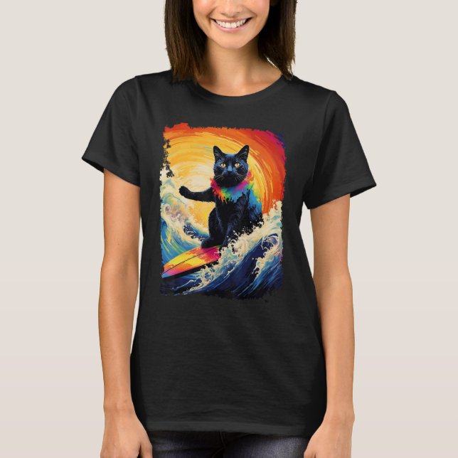 Black Cat Paddle Board T-Shirt (Front)