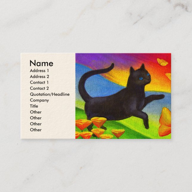 Black Cat Painting Butterflies Art - Multi Business Card (Front)