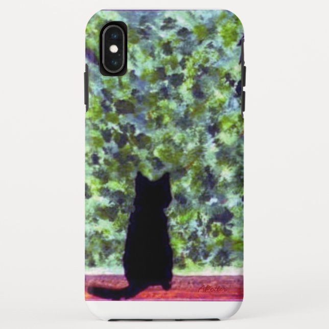 Black Cat Painting Cute Kitty Case-Mate iPhone Case (Back)