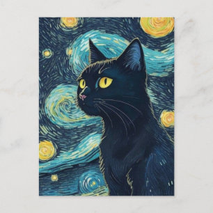 Black Cat Painting Postcard