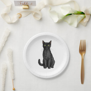 Black cat paper plate