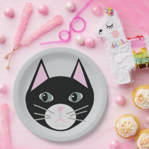 Black cat paper plate