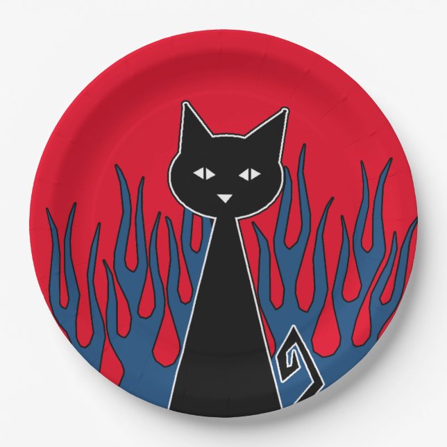 Black Cat Paper Plate (Front)