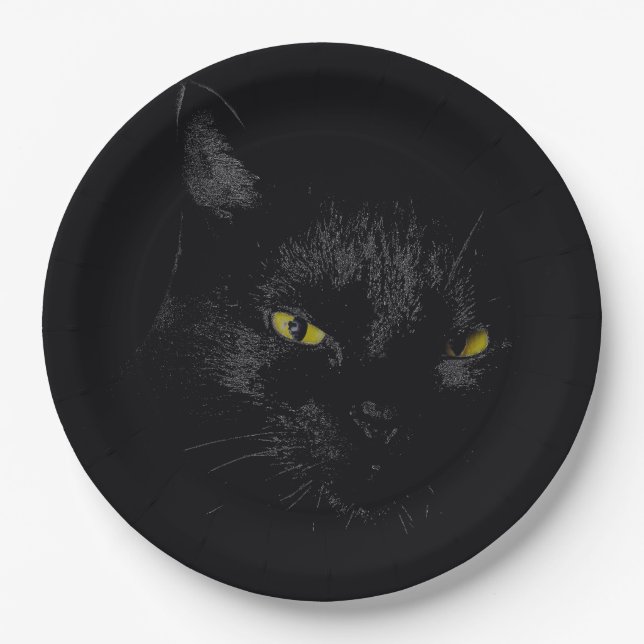 Black Cat Paper Plate (Front)
