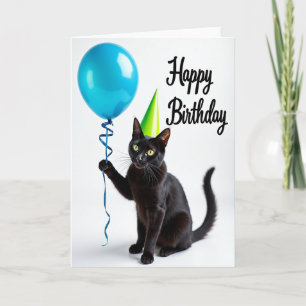 Black Cat Party Birthday Card