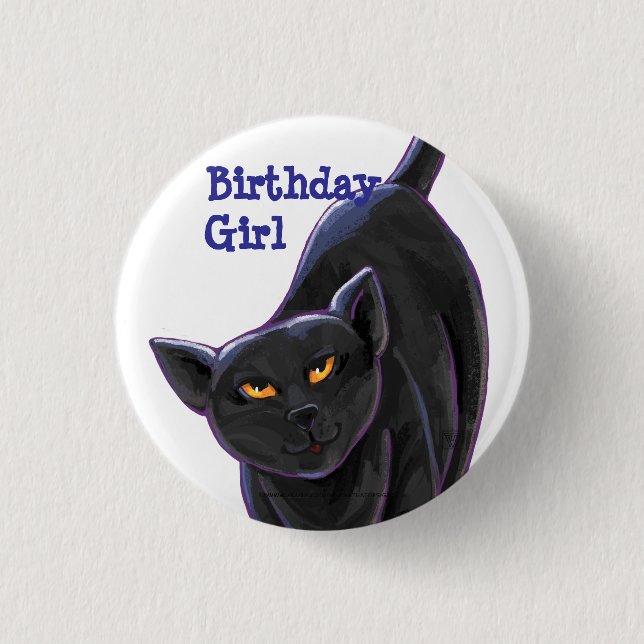 Black Cat Party Centre 3 Cm Round Badge (Front)