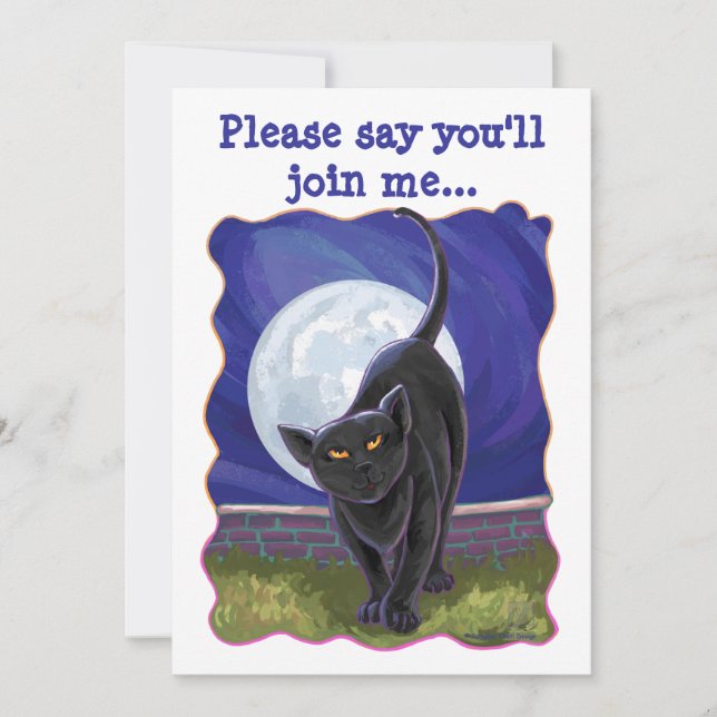 Black Cat Party Centre Invitation (Front)