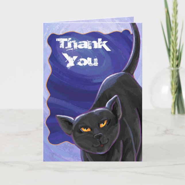 Black Cat Party Centre Thank You Card (Front)