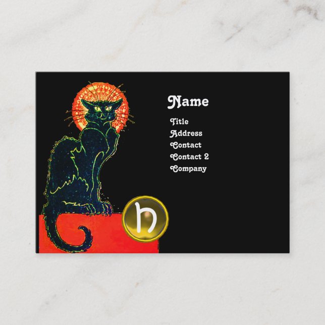 BLACK CAT PARTY MONOGRAM BUSINESS CARD (Front)