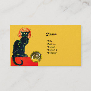BLACK CAT PARTY MONOGRAM BUSINESS CARD