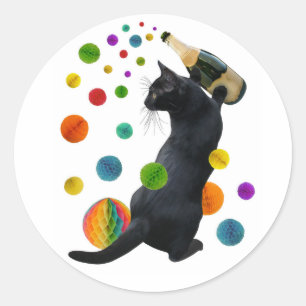 Black Cat Party Stickers