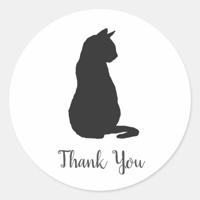 Black Cat Party Thank You Stickers (Front)