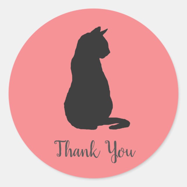 Black Cat Party Thank You Stickers (Front)