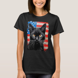 Black Cat Patriotic USA T-Shirt