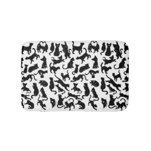 Black Cat Pattern Bath Mat
