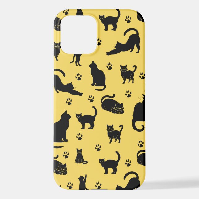 Black Cat Pattern iPhone Case (Back)