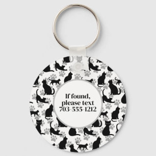 Black Cat Pattern Keychain