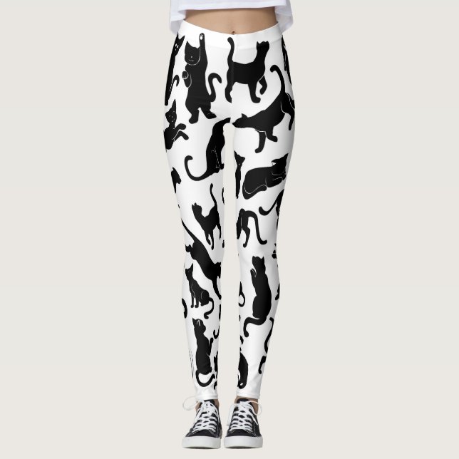 Black Cat Pattern Leggings (Front)