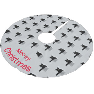 Black Cat Pattern Meowy Christmas Brushed Polyester Tree Skirt