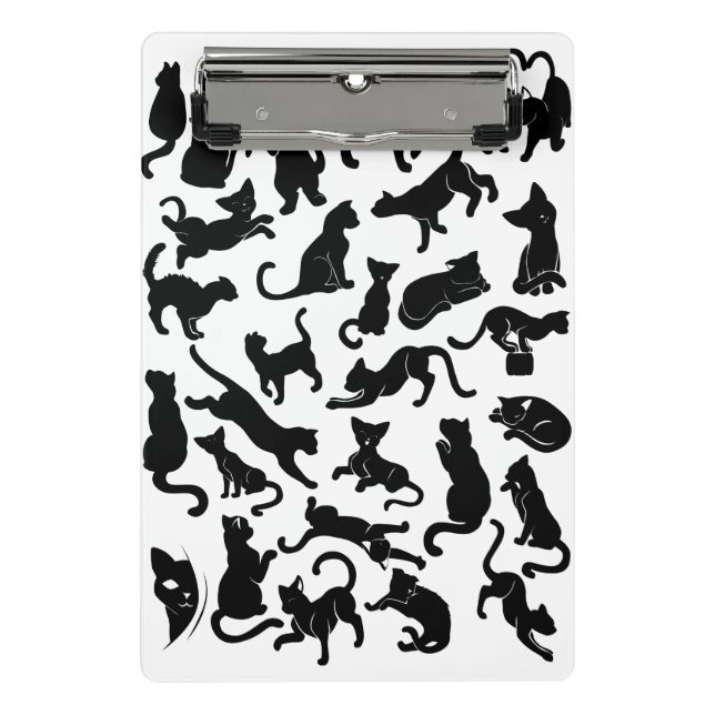 Black Cat Pattern Mini Clipboard (Front)