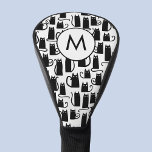 Black Cat Pattern Monogram Golf Head Cover<br><div class="desc">A fun little black cat pattern to bring good luck.  Original art by Nic Squirrell.  Change the monogram initial to personalise.</div>