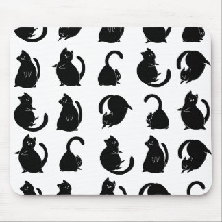 Black Cat Pattern Mouse Mat