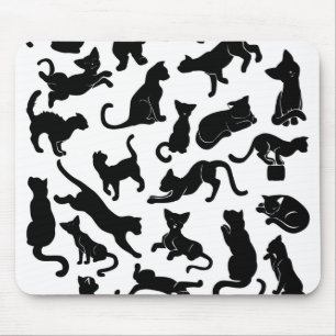 Black Cat Pattern Mouse Mat