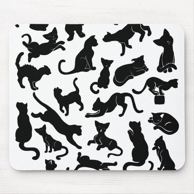 Black Cat Pattern Mouse Mat (Front)