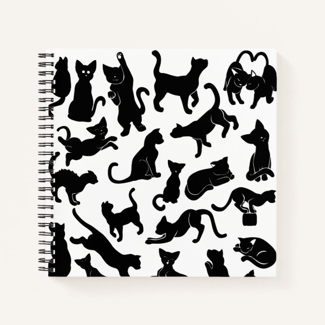 Black Cat Pattern Notebook (Front)