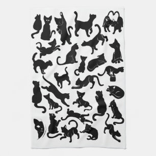 Black Cat Pattern Tea Towel