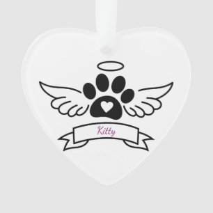 Black Cat Paw Pet Memorial Gift For Cat Lovers  Ornament