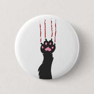 Black cat paw print - Choose background color 6 Cm Round Badge