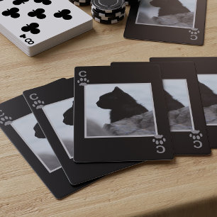 Black Cat Paw Print Pet Photo Playing Cards