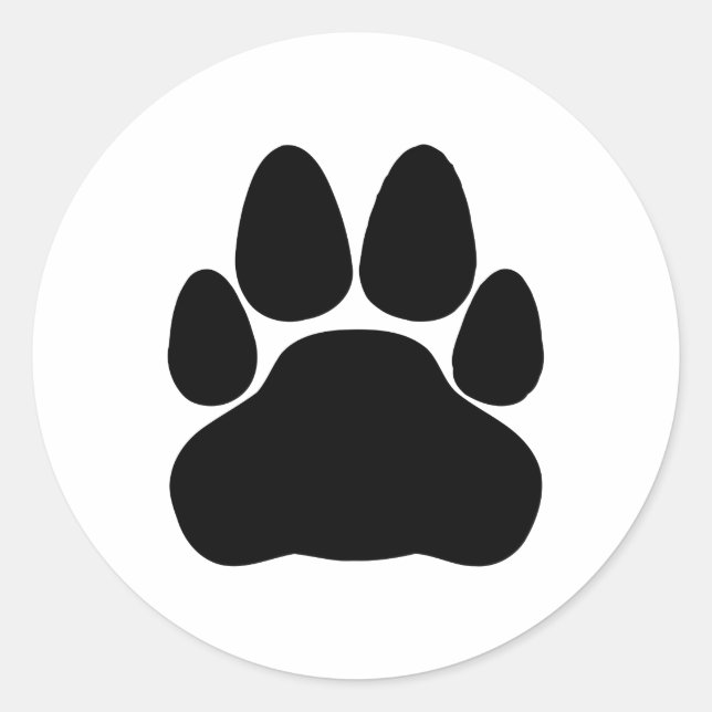 Black Cat Paw Print Shape Classic Round Sticker (Front)