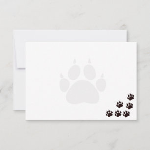 Black Cat Paw Prints Monogram Blank Card