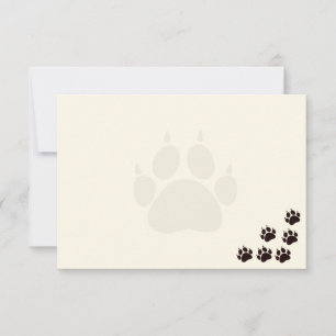 Black Cat Paw Prints Monogram Blank Cream Card