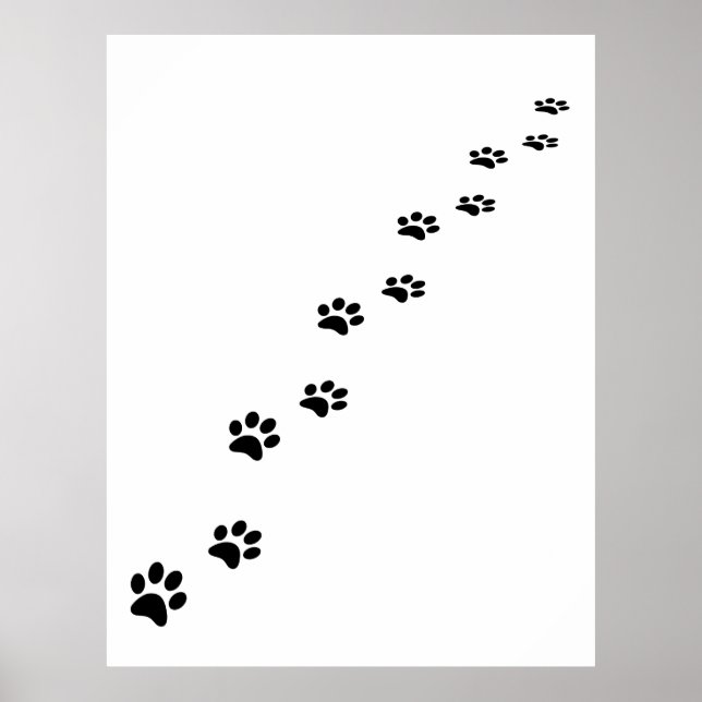 Black cat paw prints on white (Front)