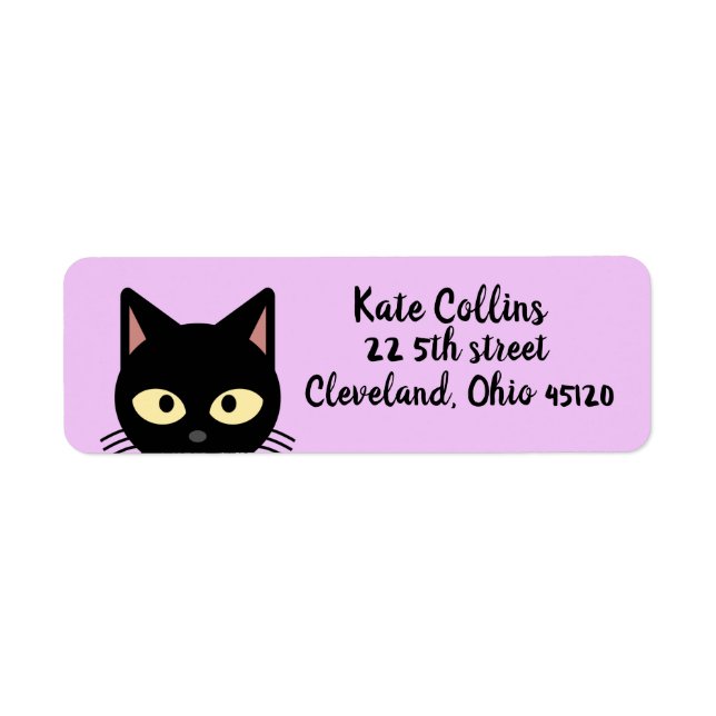 BLACK CAT PEEKING ART RETURN ADDRESS LABELS (Front)