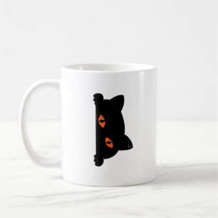 Black Cat Peeking Coffee Mug