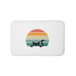 Black Cat Peeking Sunset Vintage 3 Bath Mat