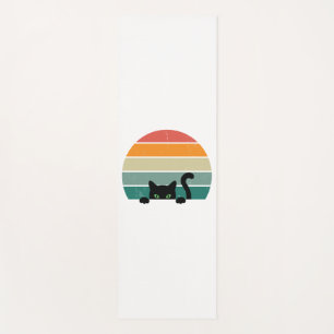 Black Cat Peeking Sunset Vintage 3 Yoga Mat
