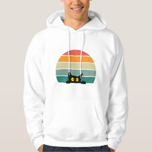 Black Cat Peeking Sunset Vintage 4 Hoodie