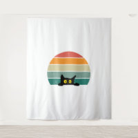 Black Cat Peeking Sunset Vintage 4