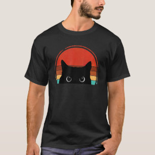 Black Cat Peeking Sunset Vintage Black Cat  Hallow T-Shirt