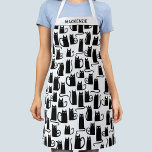 Black Cat Personalised Apron<br><div class="desc">Fun little black kitty cats,  purrfect for animal lovers. Change the name to customise.</div>
