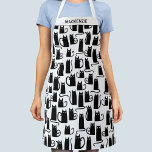 Black Cat Personalised Apron<br><div class="desc">Fun little black kitty cats, purrfect for animal lovers. Change the name to customise.</div>