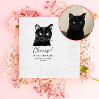 Black Cat Personalised Cheers Napkin