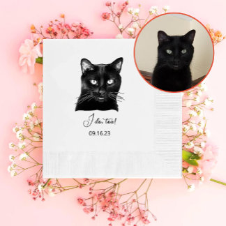 Black Cat Personalised I Do Too  Napkin