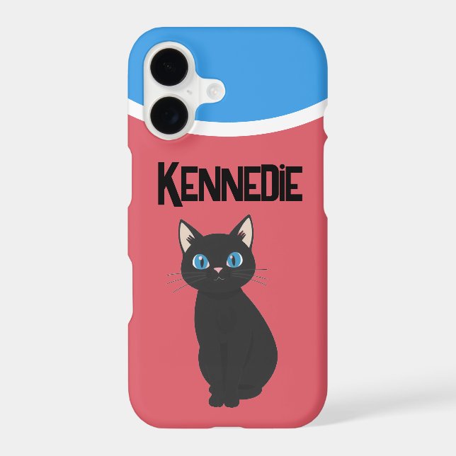 Black Cat Personalised Pink Blue White (Back)